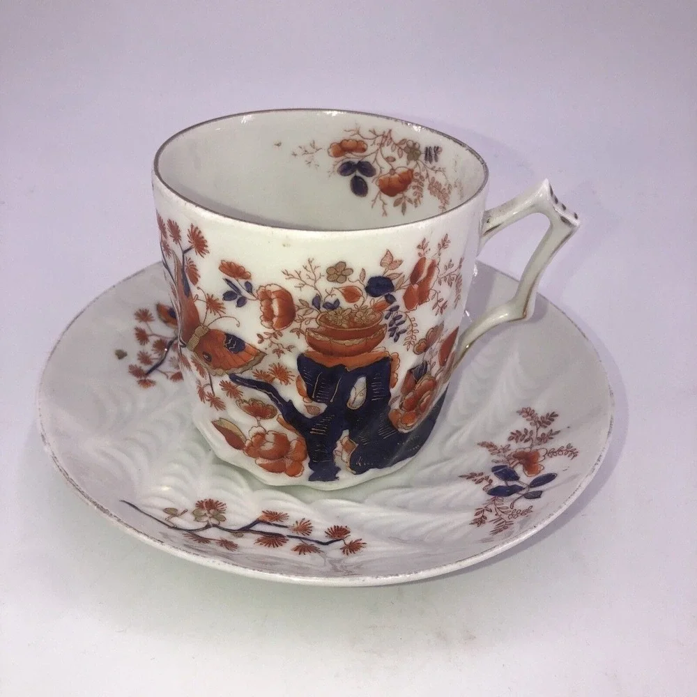 Vintage Imari Style Cup‎ & Saucer Hand Painted Floral Ironstone Numbers 3551